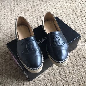 Black Lambskin Chanel Espadrilles